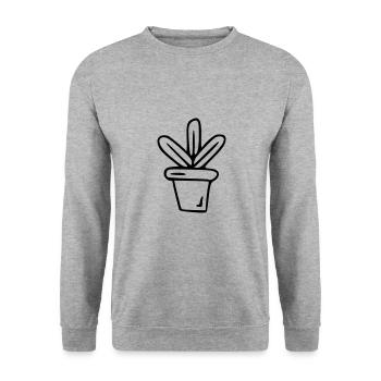 Pflanze Zeichnung Natur Skizze schwarz - Unisex Pullover - Weißgrau meliert - Vorne - Alina (178cm) & Michal (187cm)