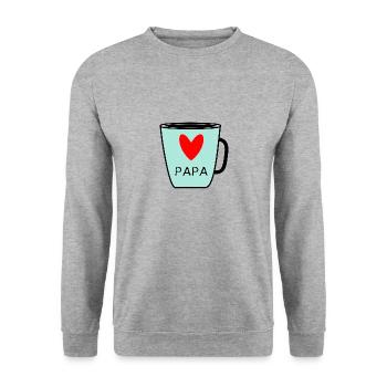 FÊTE DES PÈRES. BONNE FÊTE PAPA. PAPA. BONNE FÊTE - Sweat-shirt Unisexe - gris chiné - Devant - Alina (178cm) & Michal (187cm)