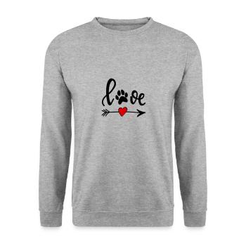 Love with Dog's Paw - Arrow with Heart - Unisex Sweatshirt - salt & pepper - Front - Alina (178cm) & Michal (187cm)
