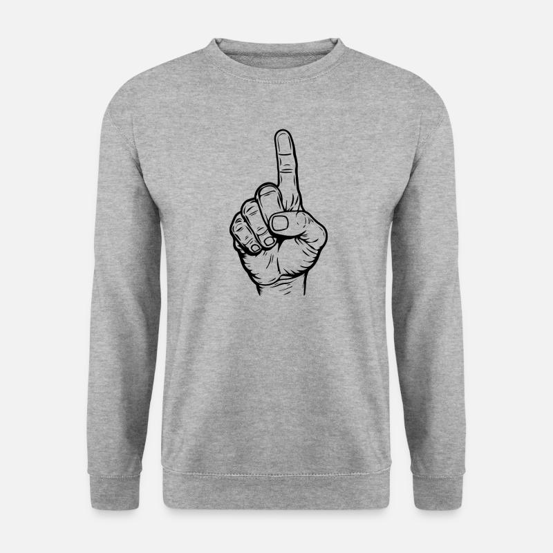 Zeigefinger - Unisex Pullover - Weißgrau meliert
