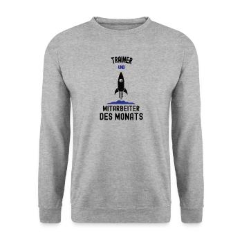 Mitarbeiter des Monats Trainer Sportlehrer Coach - Unisex Pullover - Weißgrau meliert - Vorne - Alina (178cm) & Michal (187cm)