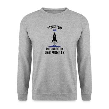 Mitarbeiter des Monats Stuckateur Bester Verputzer - Unisex Pullover - Weißgrau meliert - Vorne - Alina (178cm) & Michal (187cm)