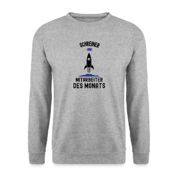 Mitarbeiter des Monats Schreiner Bester Mann Danke - Unisex Pullover - Weißgrau meliert - Vorne - Alina (178cm) & Michal (187cm)