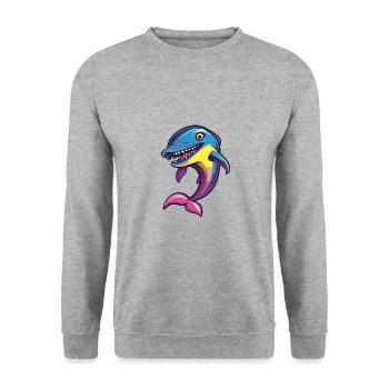 Delfin Halloween Tier - Unisex Pullover - Weißgrau meliert - Vorne - Alina (178cm) & Michal (187cm)