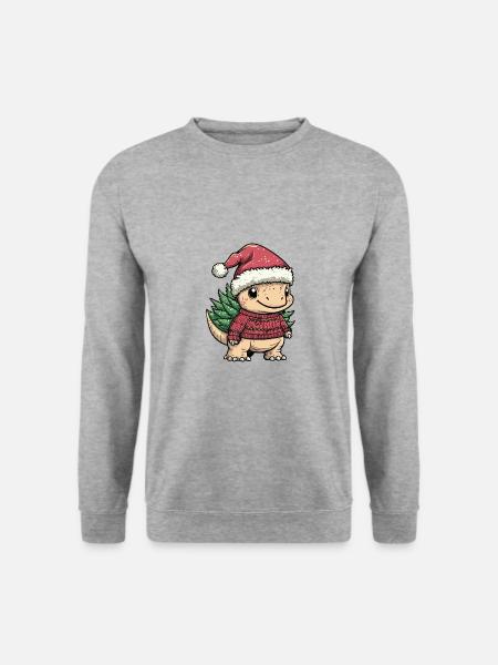 Dinosaur stegosaurus Christmas Comic - Unisex Sweatshirt - salt & pepper