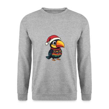 Toucan oiseau bande dessinée de Noël - Sweat-shirt Unisexe - gris chiné - Devant - Alina (178cm) & Michal (187cm)