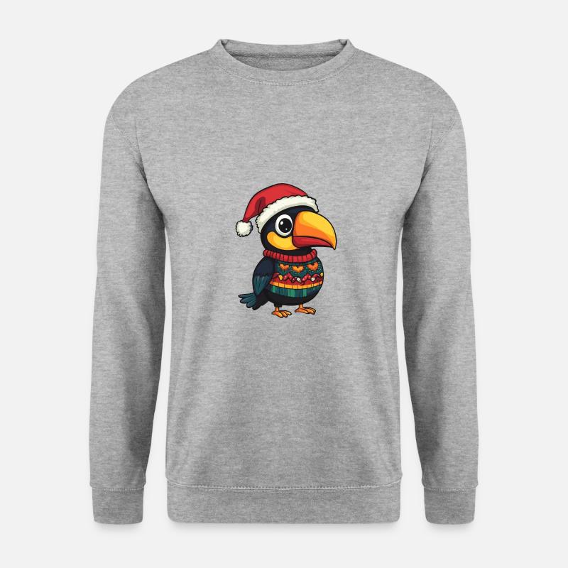 Tukan Vogel Weihnachten Comic - Unisex Pullover - Weißgrau meliert