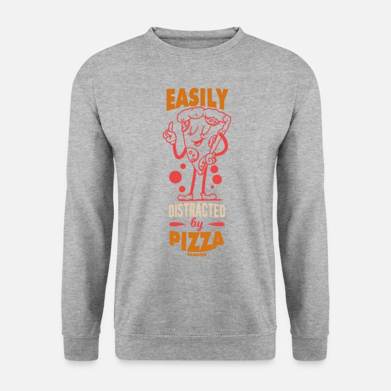 Easily Distracted By Pizza - Unisex Pullover - Weißgrau meliert