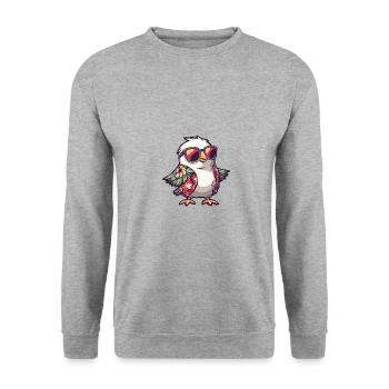 Taube Vogel Comic Urlaub - Unisex Pullover - Weißgrau meliert - Vorne - Alina (178cm) & Michal (187cm)
