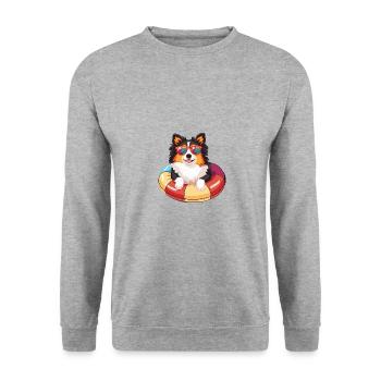 Border Collie chien bande dessinée cool - Sweat-shirt Unisexe - gris chiné - Devant - Alina (178cm) & Michal (187cm)