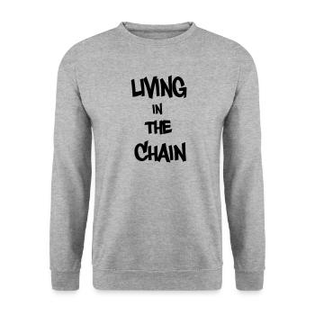 Living in the chain - Unisex Pullover - Weißgrau meliert - Vorne - Alina (178cm) & Michal (187cm)