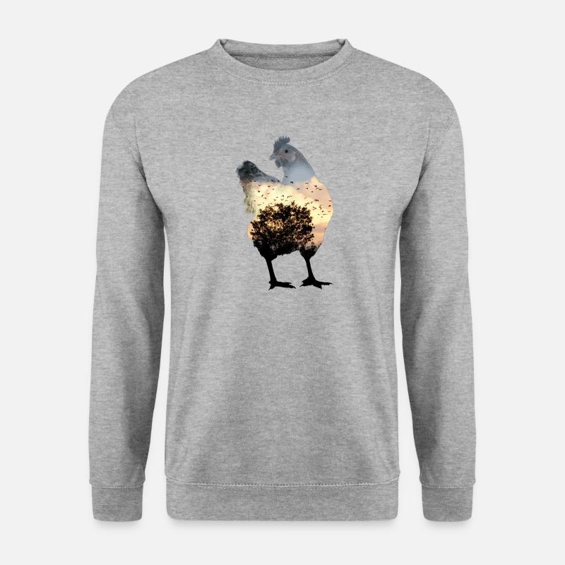 Hühnchen - Unisex Pullover - Weißgrau meliert
