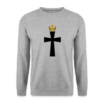 DLM CROSS CROWN B1U - Unisex Sweatshirt - salt & pepper - Front - Alina (178cm) & Michal (187cm)