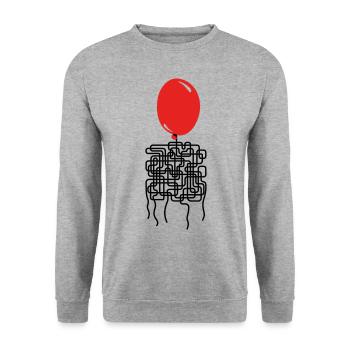 Ballonyrinth Ballon-Faden-Labyrinth - Unisex Pullover - Weißgrau meliert - Vorne - Alina (178cm) & Michal (187cm)
