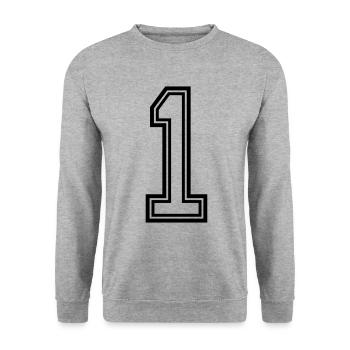 1 Zahl symbol - Unisex Pullover - Weißgrau meliert - Vorne - Alina (178cm) & Michal (187cm)