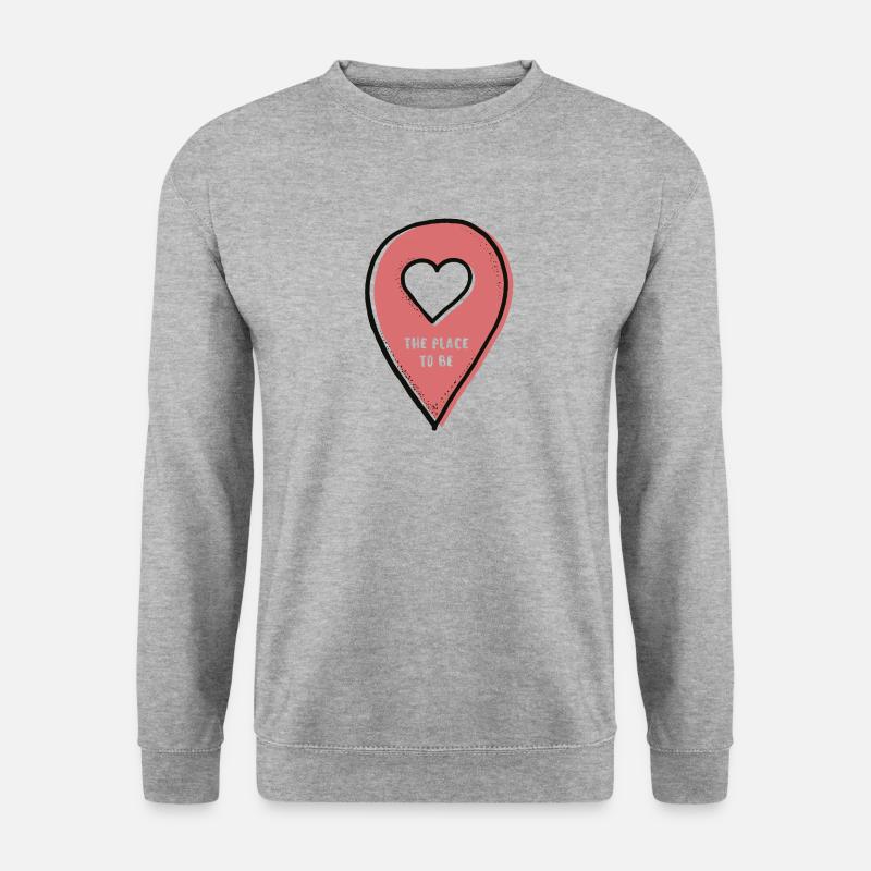 Standort | the place to be | Koordinaten eingeben - Unisex Pullover - Weißgrau meliert