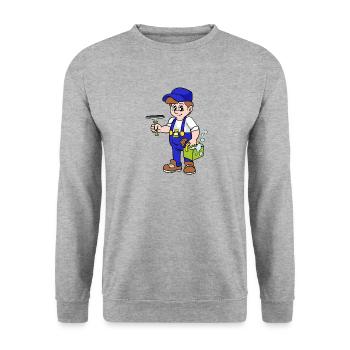 Fensterputzer - Unisex Pullover - Weißgrau meliert - Vorne - Alina (178cm) & Michal (187cm)