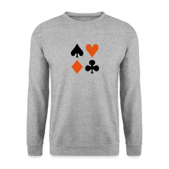 Poker - Unisex Pullover - Weißgrau meliert - Vorne - Alina (178cm) & Michal (187cm)