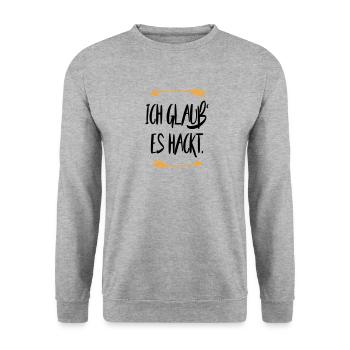 Ich glaub es hackt Sprüche - Unisex Pullover - Weißgrau meliert - Vorne - Alina (178cm) & Michal (187cm)