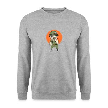 La guerre est un soldat de l’enfer dessin animé - Sweat-shirt Unisexe - gris chiné - Devant - Alina (178cm) & Michal (187cm)