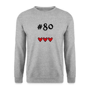 80 YEARS. 80TH ANNIVERSARY. BIRTHDAY 80 YEARS. 80 - Unisex Sweatshirt - salt & pepper - Front - Alina (178cm) & Michal (187cm)