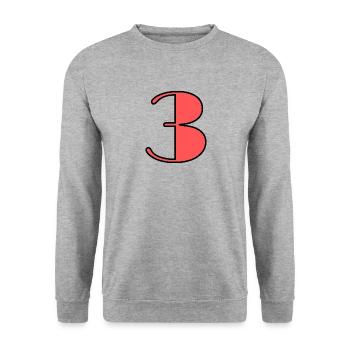 3 JAHRE. 3. JUBILÄUM. GEBURTSTAG 3 JAHRE. 3 - Unisex Pullover - Weißgrau meliert - Vorne - Alina (178cm) & Michal (187cm)