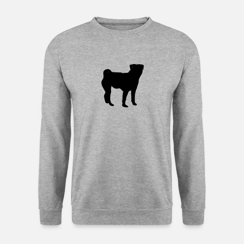 Mops Silhouette - Unisex Pullover - Weißgrau meliert