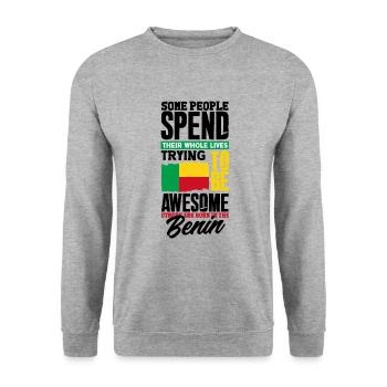 Béninois Bénin Drapeau Béninois Citation - Sweat-shirt Unisexe - gris chiné - Devant - Alina (178cm) & Michal (187cm)
