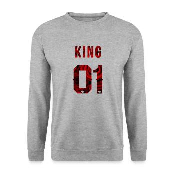 King - Unisex Pullover - Weißgrau meliert - Vorne - Alina (178cm) & Michal (187cm)