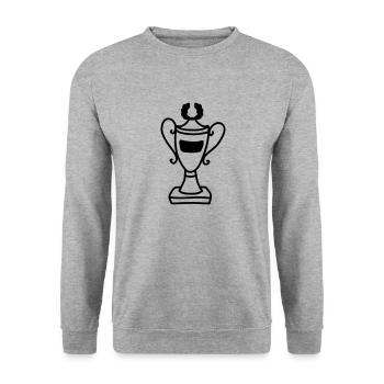 Pokal - Line - Unisex Pullover - Weißgrau meliert - Vorne - Alina (178cm) & Michal (187cm)