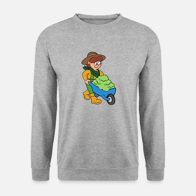 Gärtnerin mit Schubkarre - Unisex Pullover - Weißgrau meliert