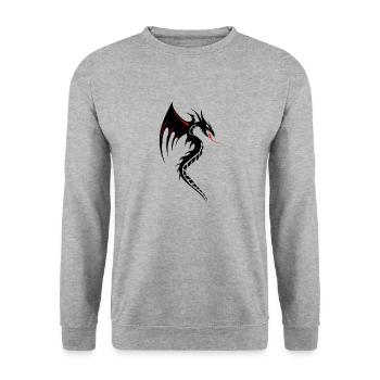 Drachen Tribal Tattoo Form 2004 oooooooooooooo y - Unisex Pullover - Weißgrau meliert - Vorne - Alina (178cm) & Michal (187cm)
