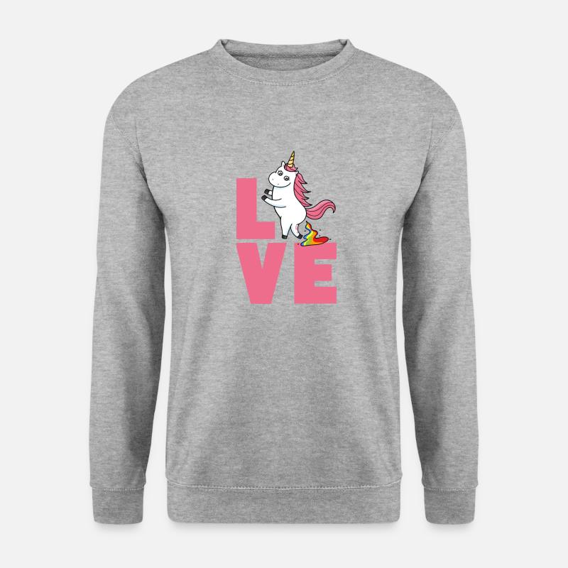 Love Einhorn - Unisex Pullover - Weißgrau meliert