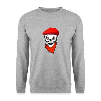 basque skull festayre 1 - Sweat-shirt Unisexe - gris chiné - Devant - Alina (178cm) & Michal (187cm)