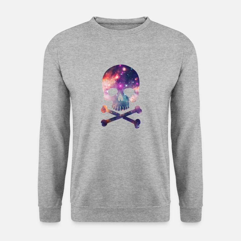 Pink / Purple Universe - Space - Galaxy Skull - Unisex Pullover - Weißgrau meliert