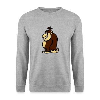 affe süss witzig lustig - Unisex Pullover - Weißgrau meliert - Vorne - Alina (178cm) & Michal (187cm)