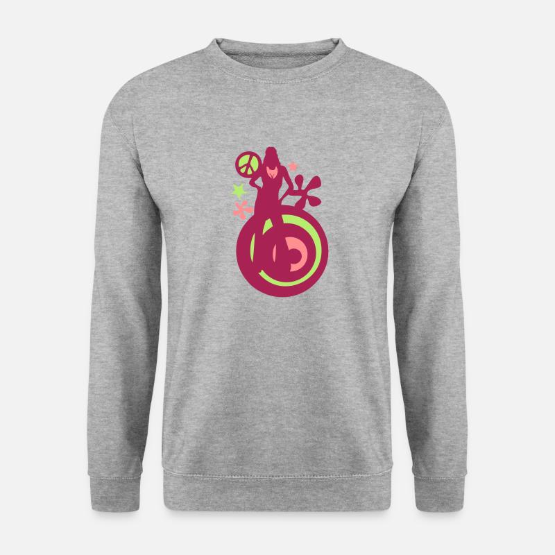 70 Jahre13 70er Jahre Disco Frieden Liebe Macht - Unisex Pullover - Weißgrau meliert