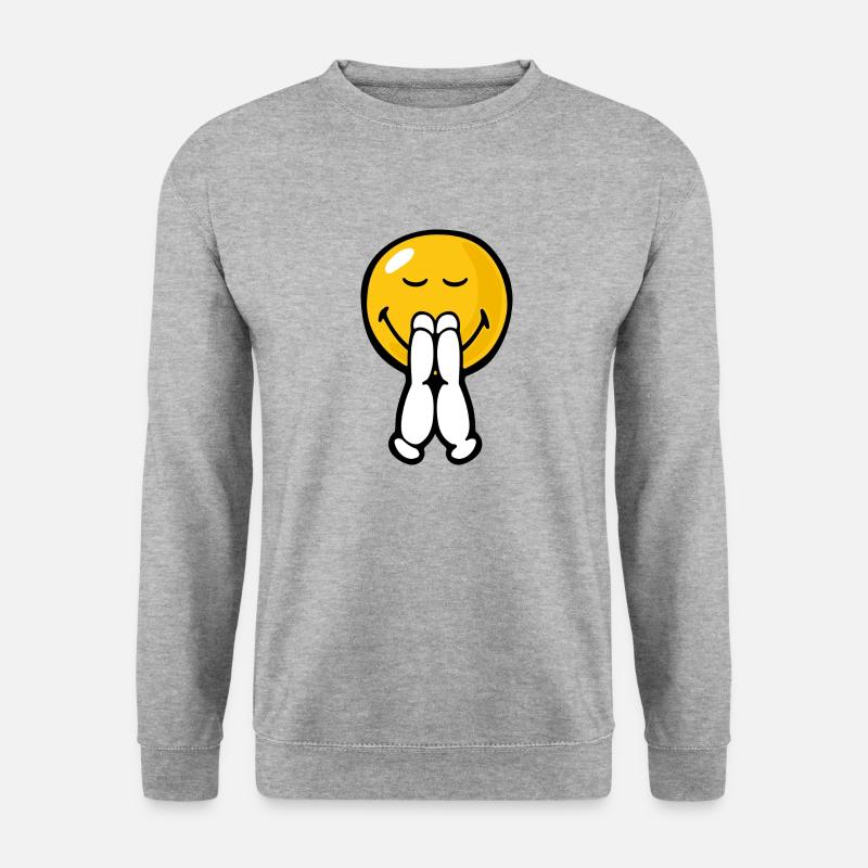 Smiley Pray - Unisex Pullover - Weißgrau meliert