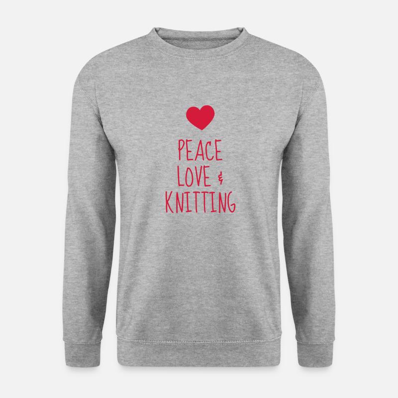 Stricken / stricker / Sticken / mode - Unisex Pullover - Weißgrau meliert