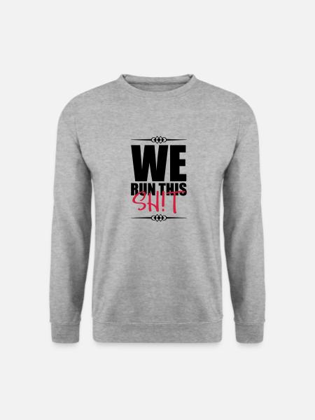 we run this design - Unisex Pullover - Weißgrau meliert