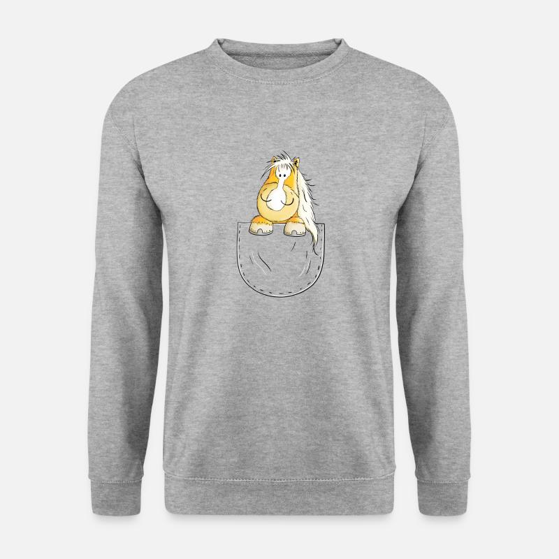 Haflinger In Der Brusttasche I Pferd Pocket - Unisex Pullover - Weißgrau meliert
