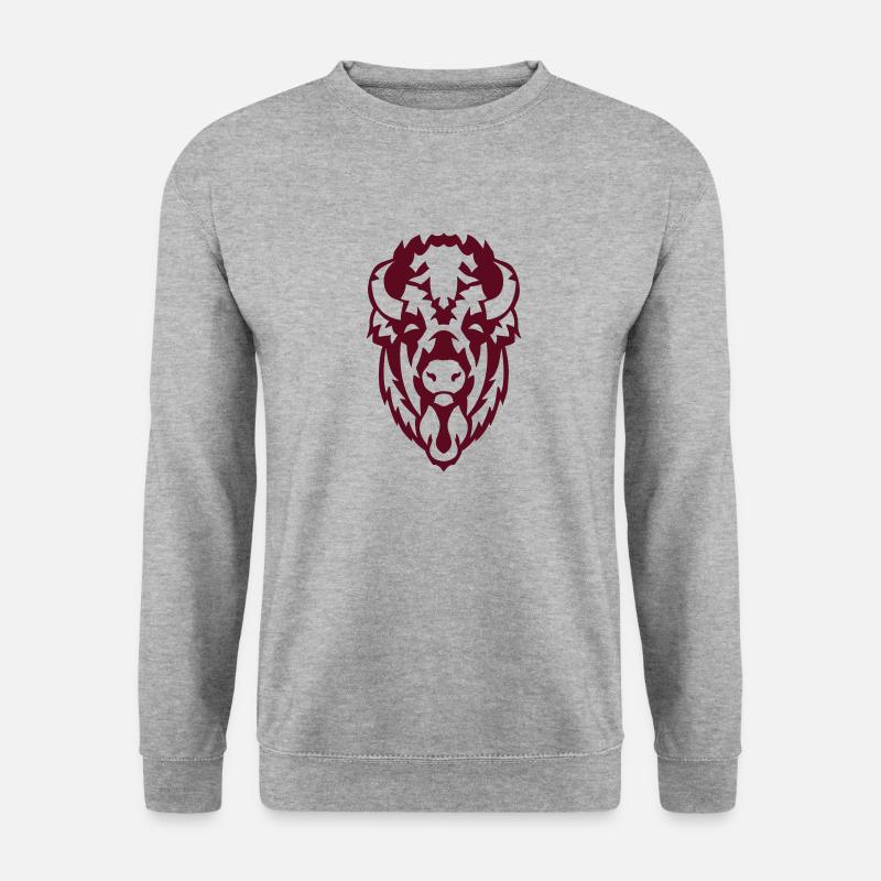 Bison bärtier - Unisex Pullover - Weißgrau meliert