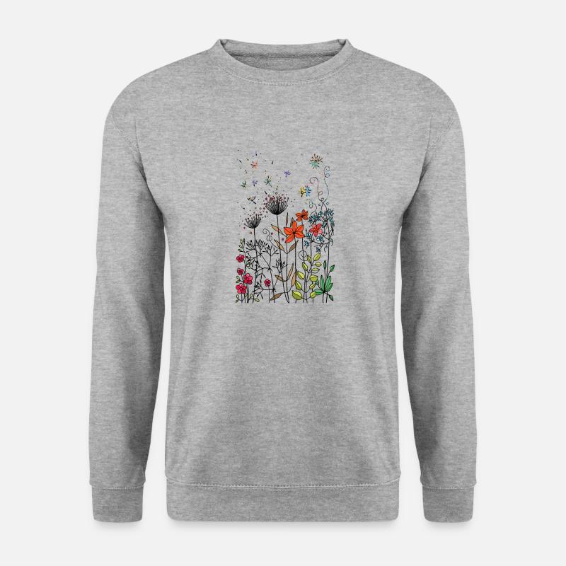 Blumen - Unisex Pullover - Weißgrau meliert