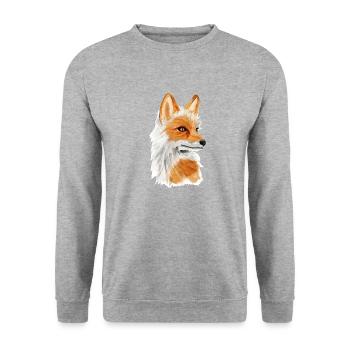 Majestätischer Fuchs - Unisex Pullover - Weißgrau meliert - Vorne - Alina (178cm) & Michal (187cm)