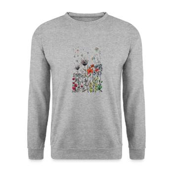 Blumen - Unisex Pullover - Weißgrau meliert - Vorne - Alina (178cm) & Michal (187cm)
