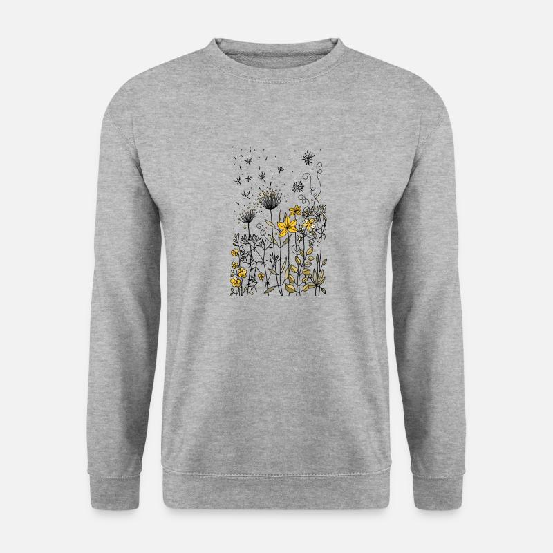 Blumen - Unisex Pullover - Weißgrau meliert