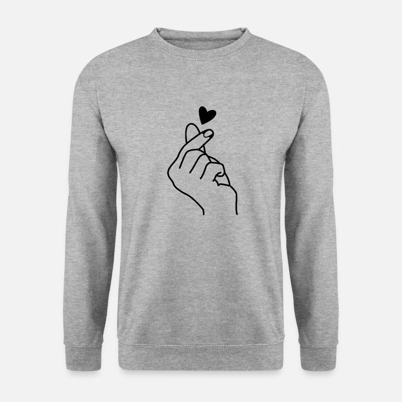 Liebe Liebe Gebärdensprache - Unisex Pullover - Weißgrau meliert