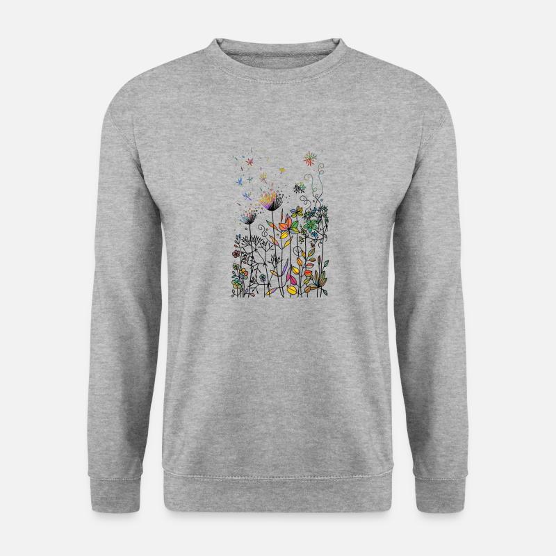 Blumen - Unisex Pullover - Weißgrau meliert