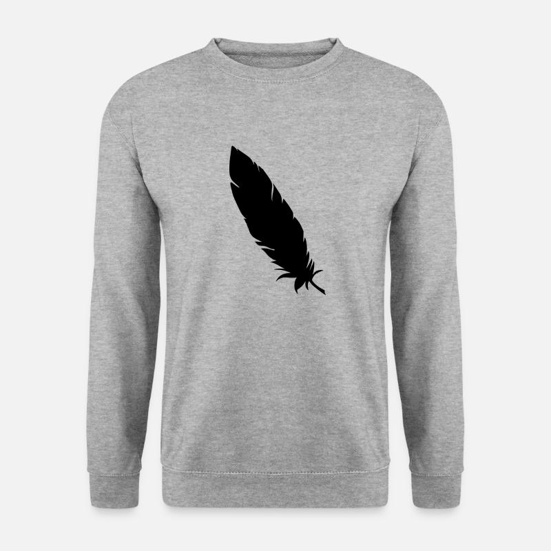 Feder simpel schwarz - Unisex Pullover - Weißgrau meliert