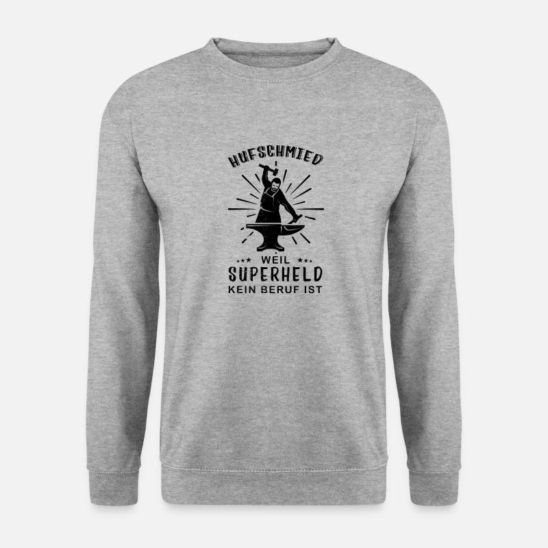 Hufschmied, lustige Sprüche, Hammer, Geschenkidee - Unisex Pullover - Weißgrau meliert